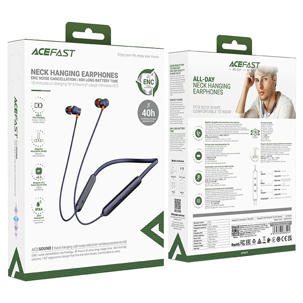 Bluetooth-Freisprecheinrichtung Acefast N2, A2DP, Schwarz