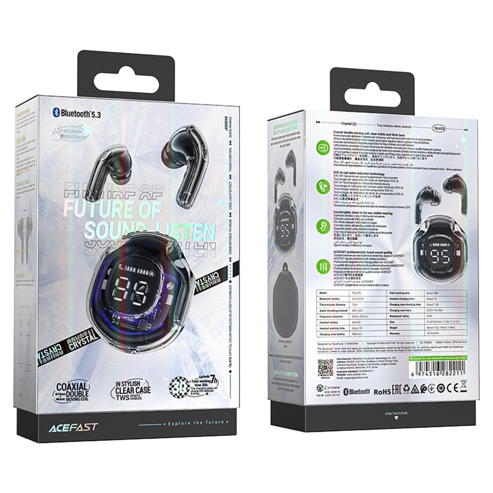 Handsfree Bluetooth Acefast T8, TWS, Schwarz