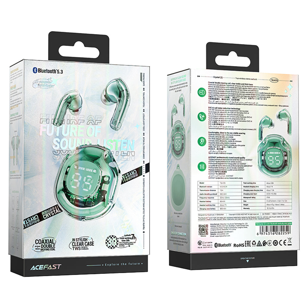 Handsfree Bluetooth Acefast T8, TWS, Grün