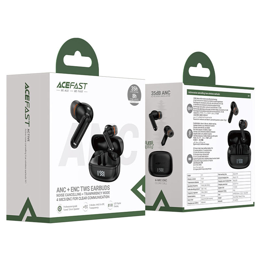 Handsfree Bluetooth Acefast W1, TWS, Zwart