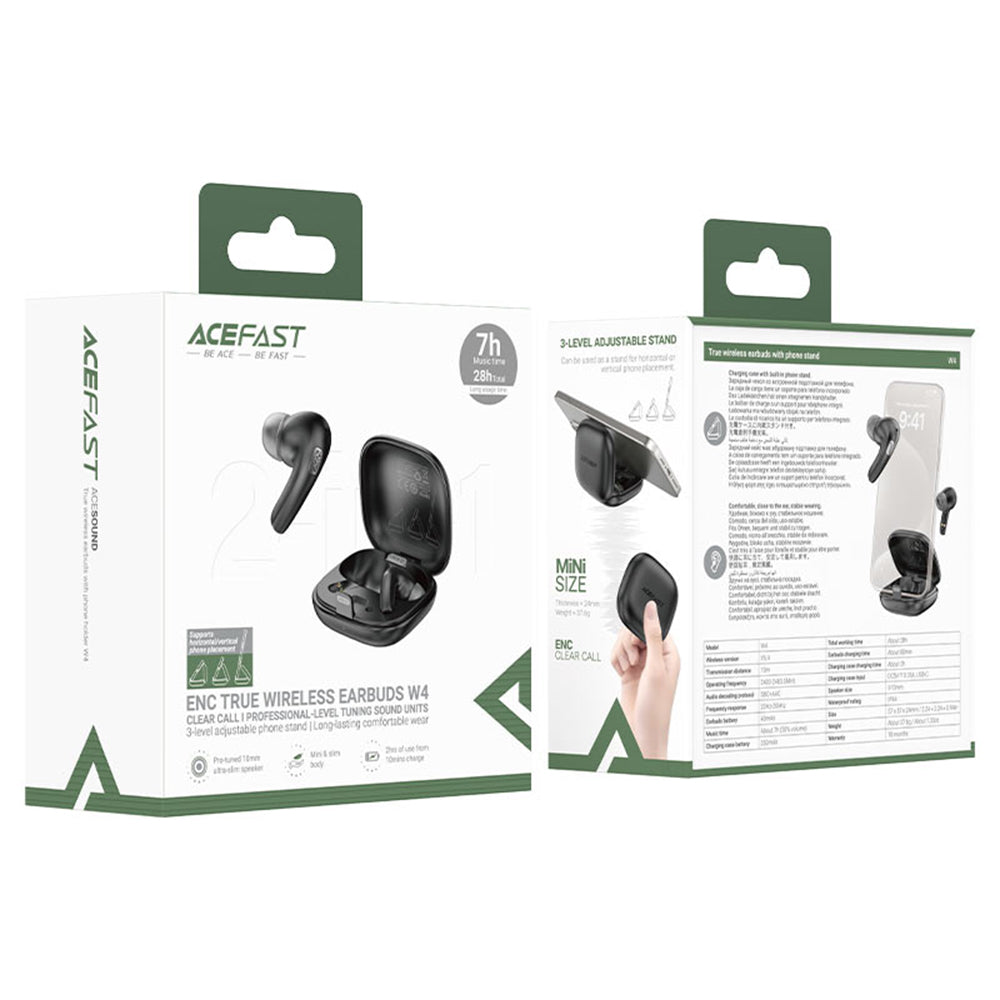 Handsfree Bluetooth Acefast W4, TWS, Zwart