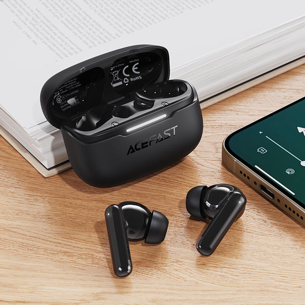 Handsfree Bluetooth Acefast W5, TWS, ANC, Zwart