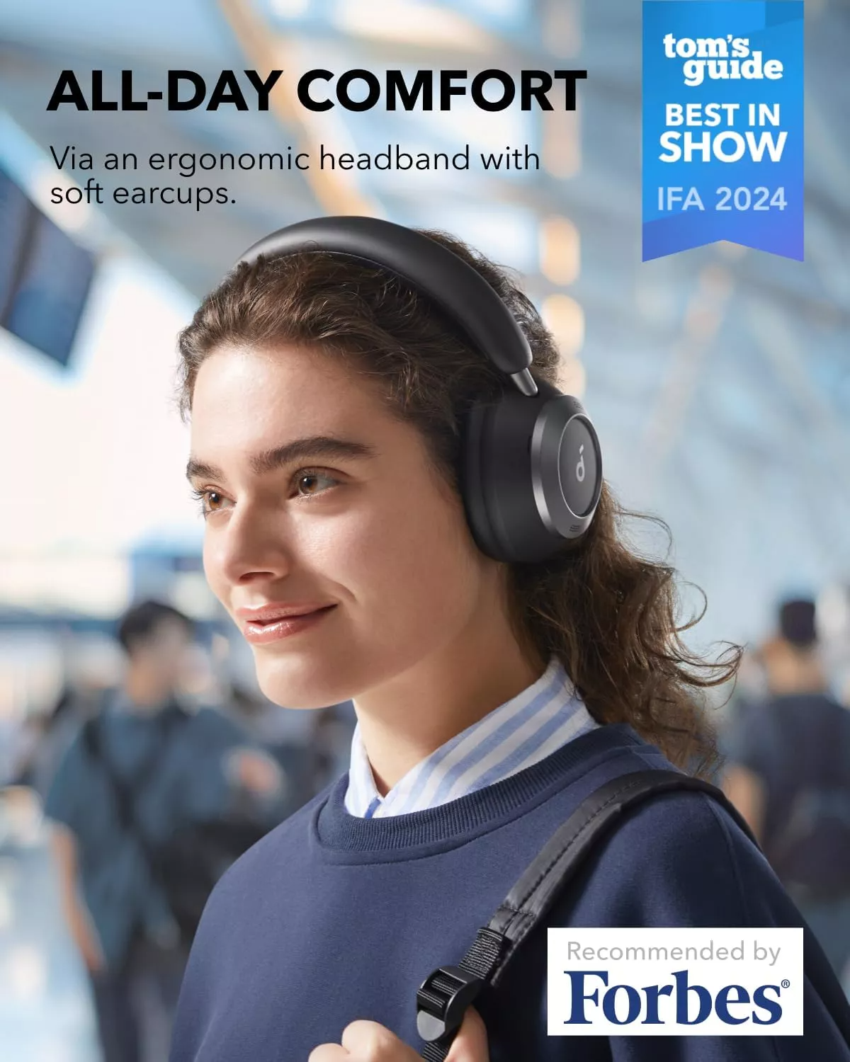 Handsfree Bluetooth Anker Soundcore Space One Pro, A2DP, ANC, Zwart A3062G11