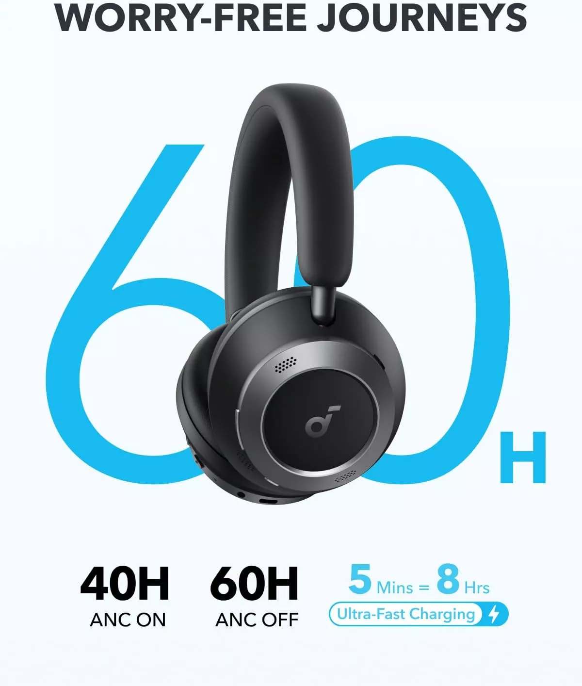 Handsfree Bluetooth Anker Soundcore Space One Pro, A2DP, ANC, Zwart A3062G11