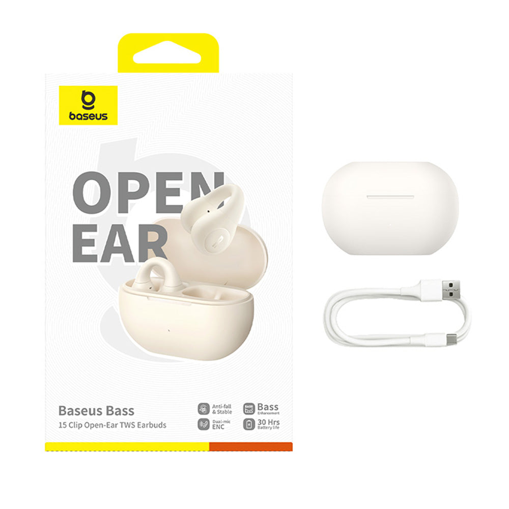 Handsfree Bluetooth Baseus Bass 15 Clip, TWS, Weiß A00079500223-00