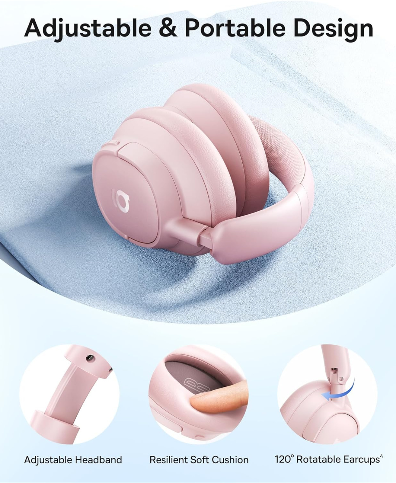 Handsfree Bluetooth Baseus Bass BH1 NC, MultiPoint, A2DP, ANC, Roze A0203704