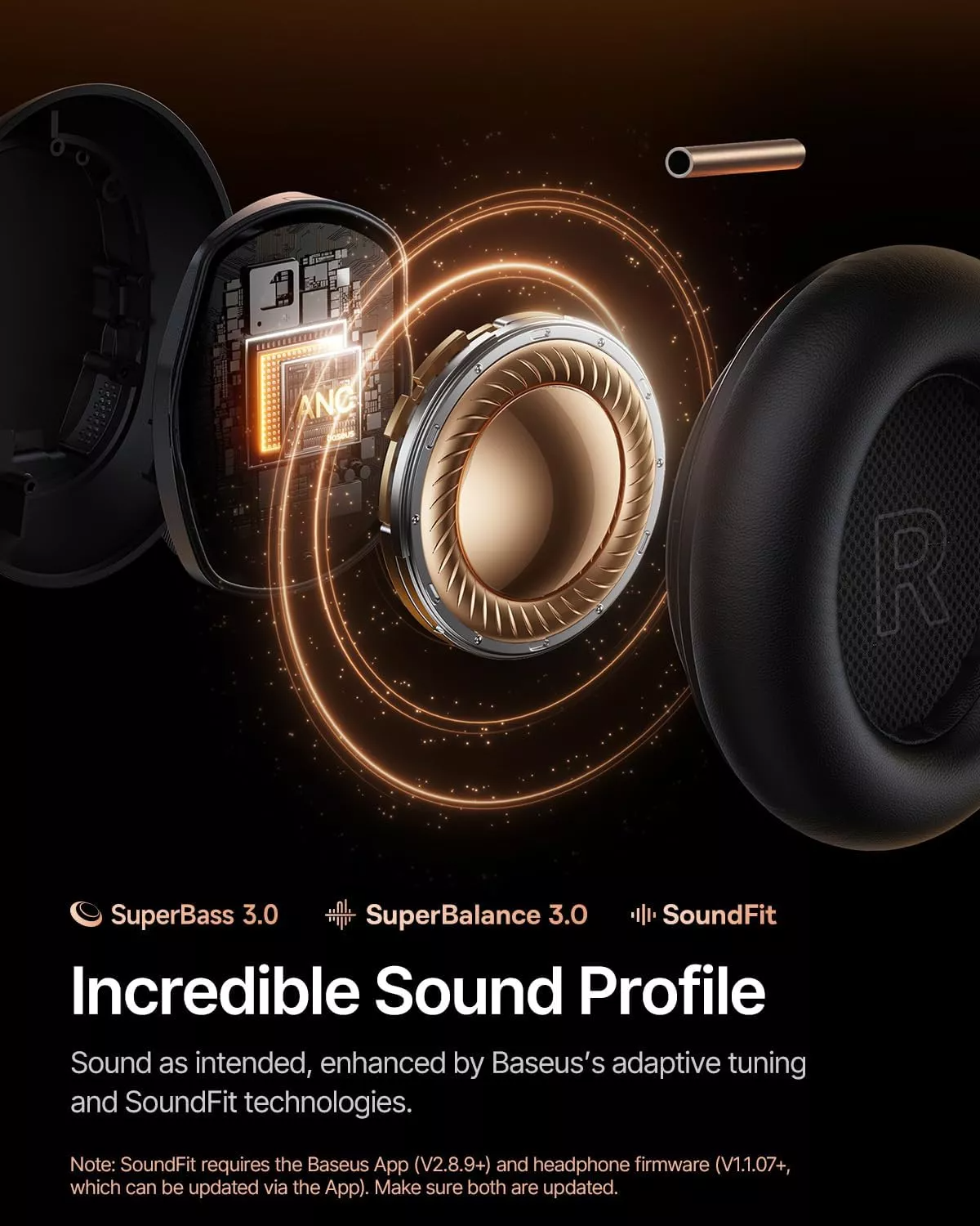 Kit mains libres Bluetooth Baseus Inspire XH1 Sound by Bose, A2DP, ANC, Noir A00085701123-00