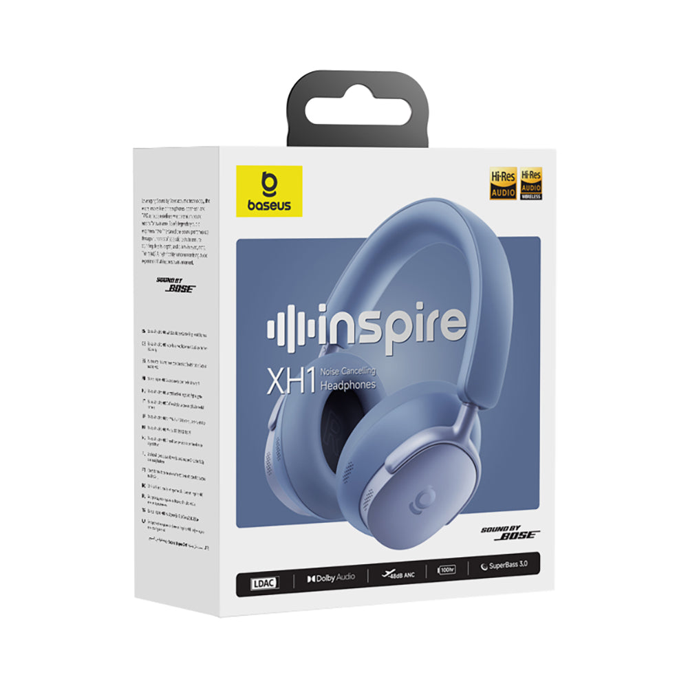 Handsfree Bluetooth Baseus Inspire XH1 Sound by Bose, A2DP, ANC, Blauw A0203601