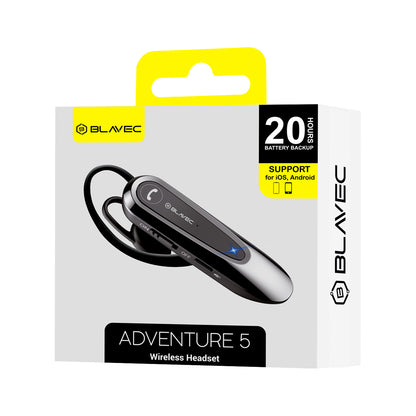 Kit mains libres Bluetooth Blavec Adventure 5, MultiPoint, A2DP, Noir BHAD5-B