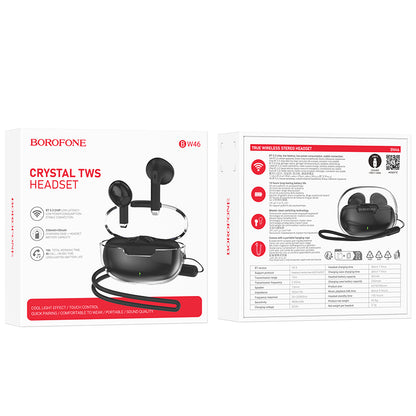 Handsfree Bluetooth Borofone BW46 Ice Flake, TWS, Zwart