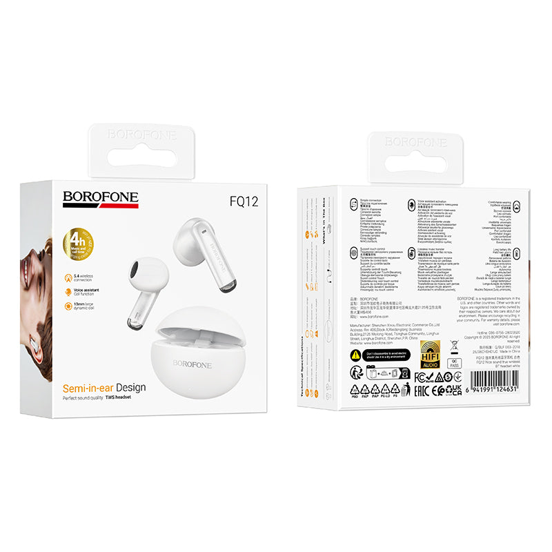 Bluetooth-Freisprecheinrichtung Borofone FQ12 Nice, TWS, Weiß