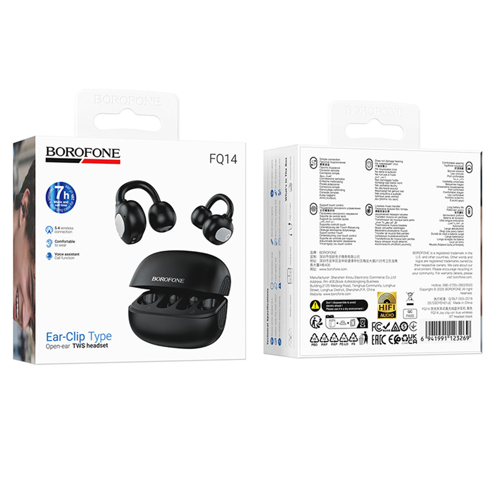 Kit mains libres Bluetooth Borofone FQ14 Joy, TWS, Noir