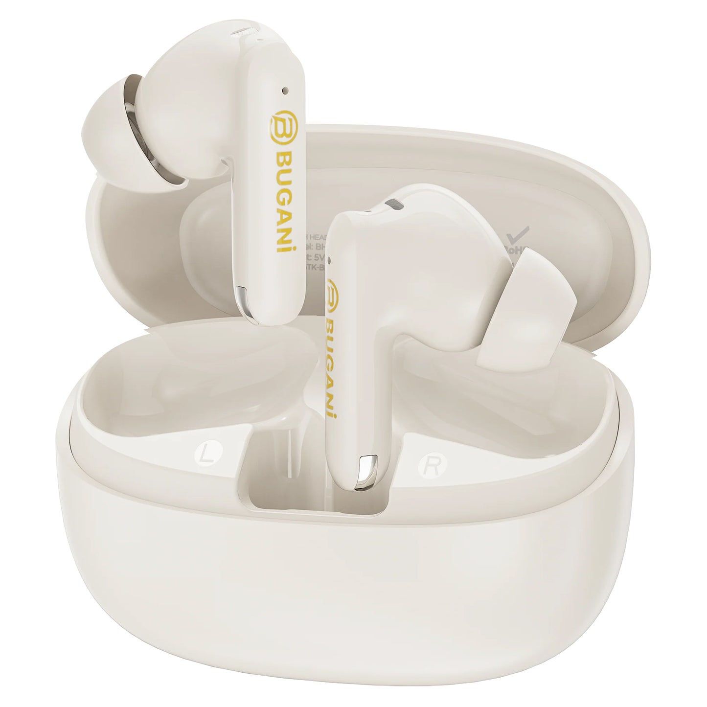 Handsfree Bluetooth Bugani Freebuds B20, TWS, ANC, Lichtcrème