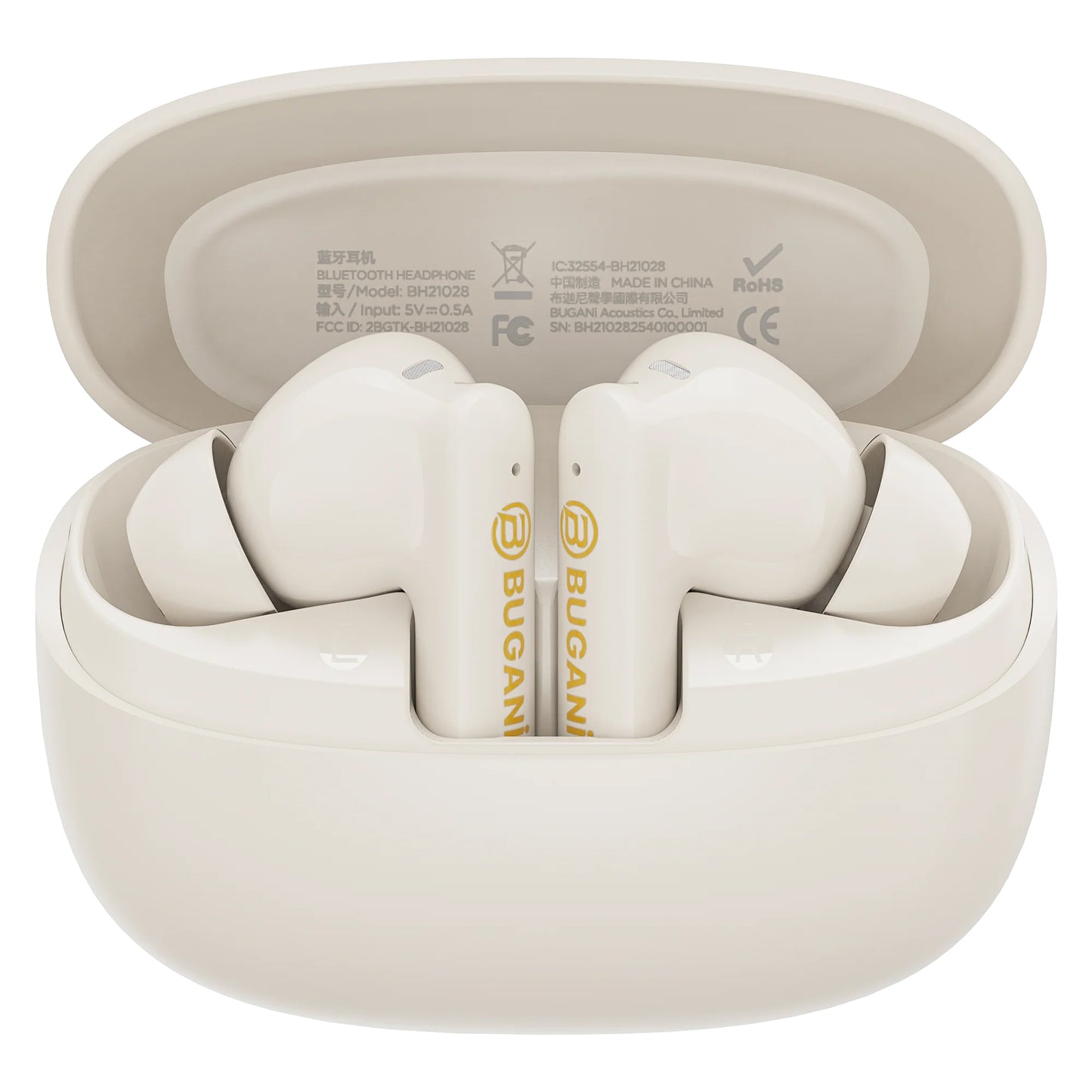Handsfree Bluetooth Bugani Freebuds B20, TWS, ANC, Lichtcrème