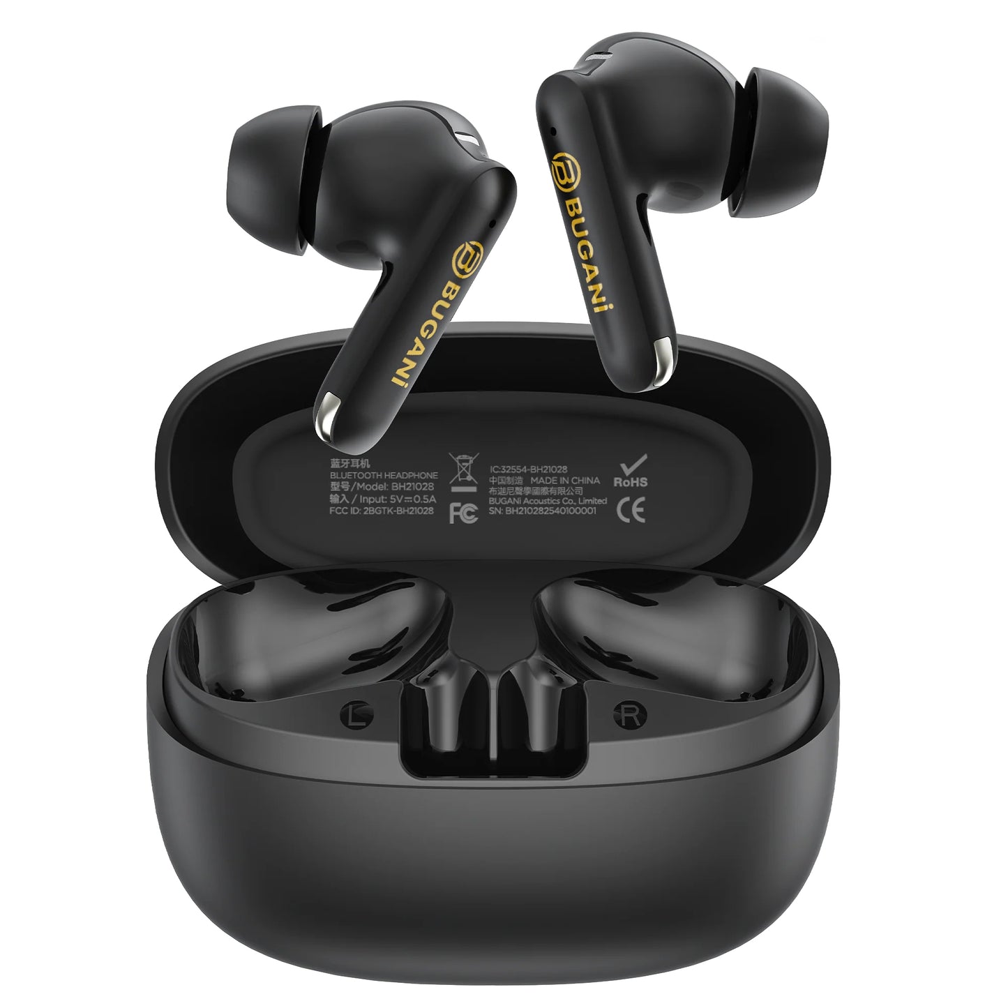 Kit mains libres Bluetooth Bugani Freebuds B20, TWS, ANC, Noir