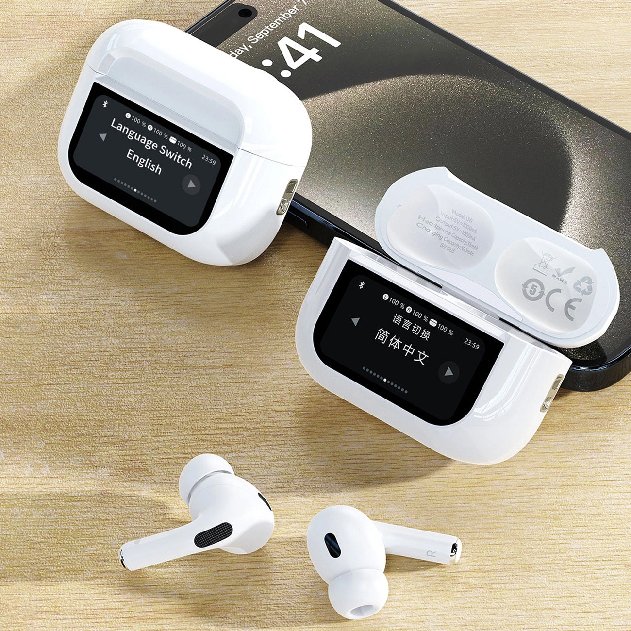 Bluetooth Handsfree Dudao U19 Display, TWS, White
