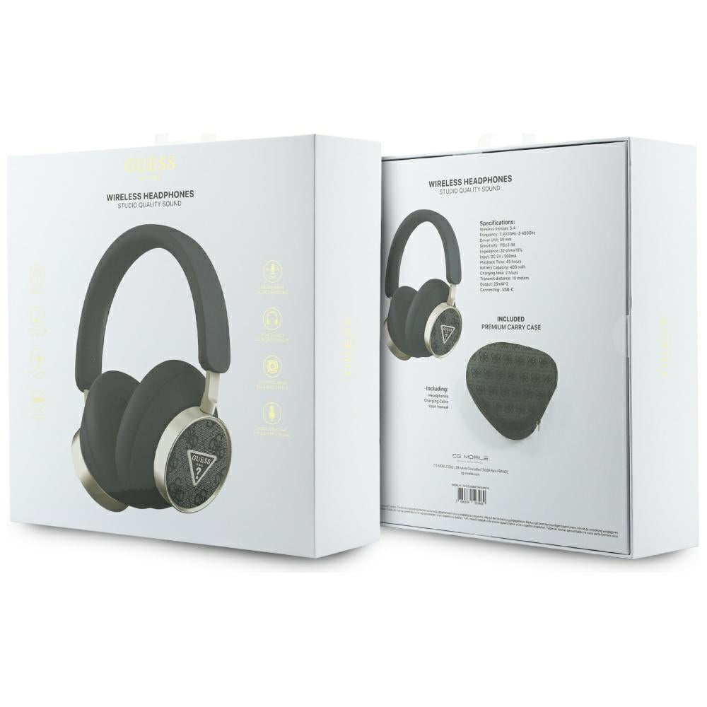 Kit mains libres Bluetooth Guess 4G Logo Triangle Doré, A2DP, Noir