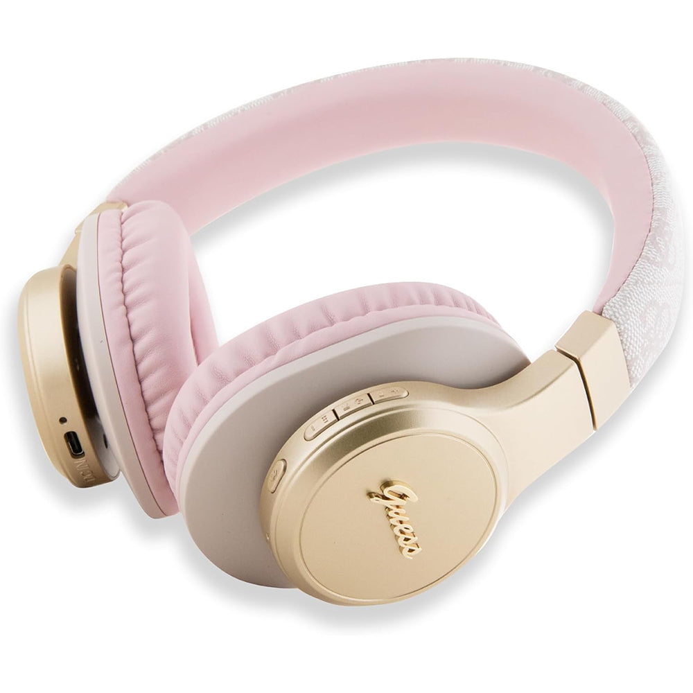 Kit mains libres Bluetooth Guess 4G Tone on Tone Script Logo, A2DP, Rose