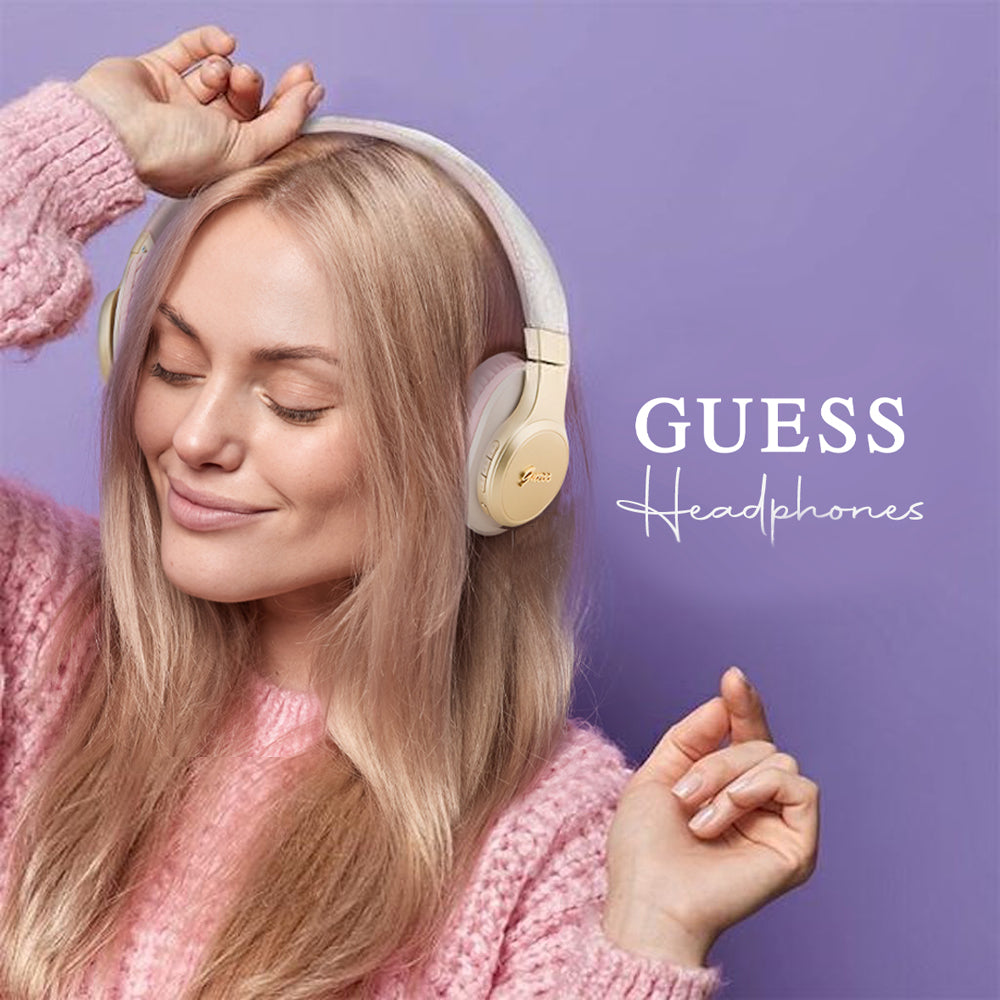 Handsfree Bluetooth Guess 4G Tone on Tone Script Logo, A2DP, Roze