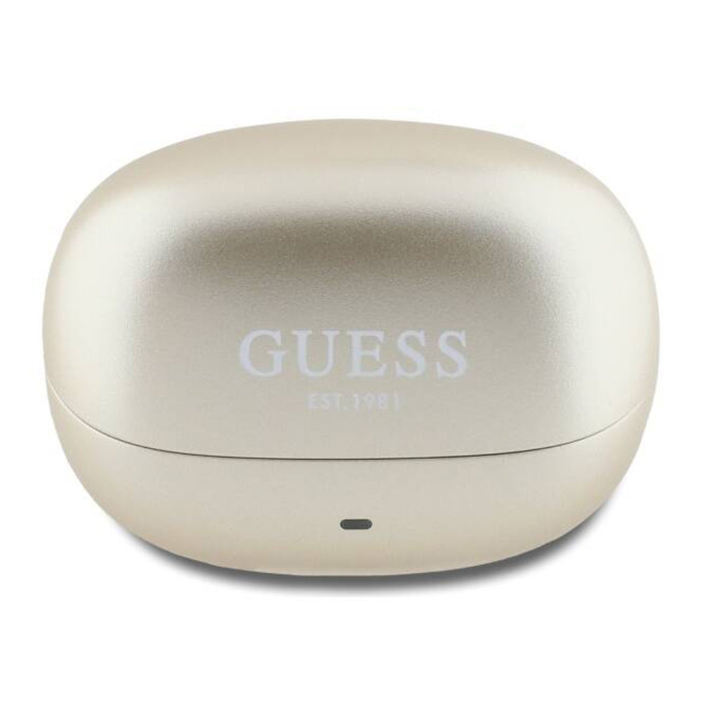 Handsfree Bluetooth Guess Capsule Logo Imprimé, TWS, ANC, Doré