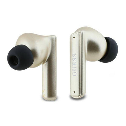 Handsfree Bluetooth Guess Capsule mit bedrucktem Logo, TWS, ANC, Gold
