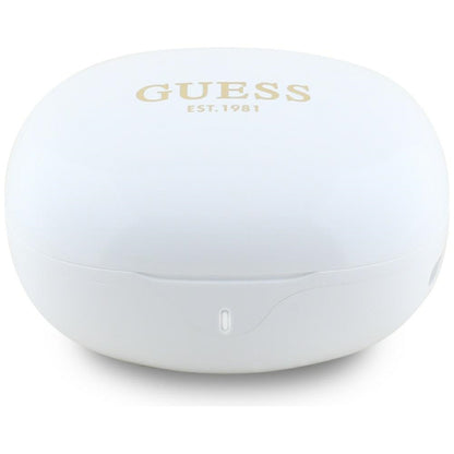 Handsfree Bluetooth Guess Flat Classic Logo Electroplated, TWS, Wit