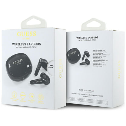 Kit mains libres Bluetooth Guess Flat Classic Logo Electroplated, TWS, Noir
