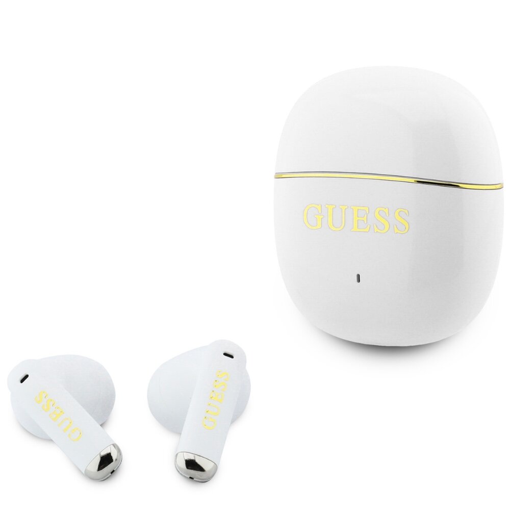 Handsfree Bluetooth Guess Glossy Gold Line Classic, TWS, White