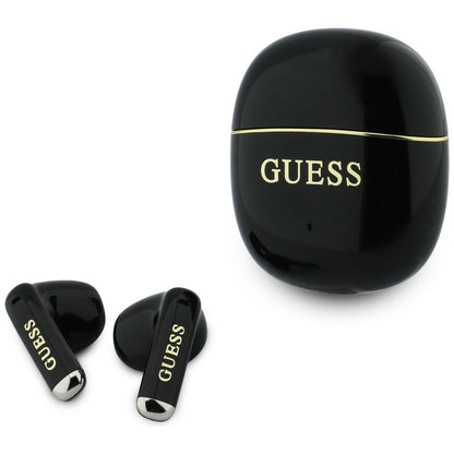 Handsfree Bluetooth Guess Glossy Gold Line Classic, TWS, Zwart