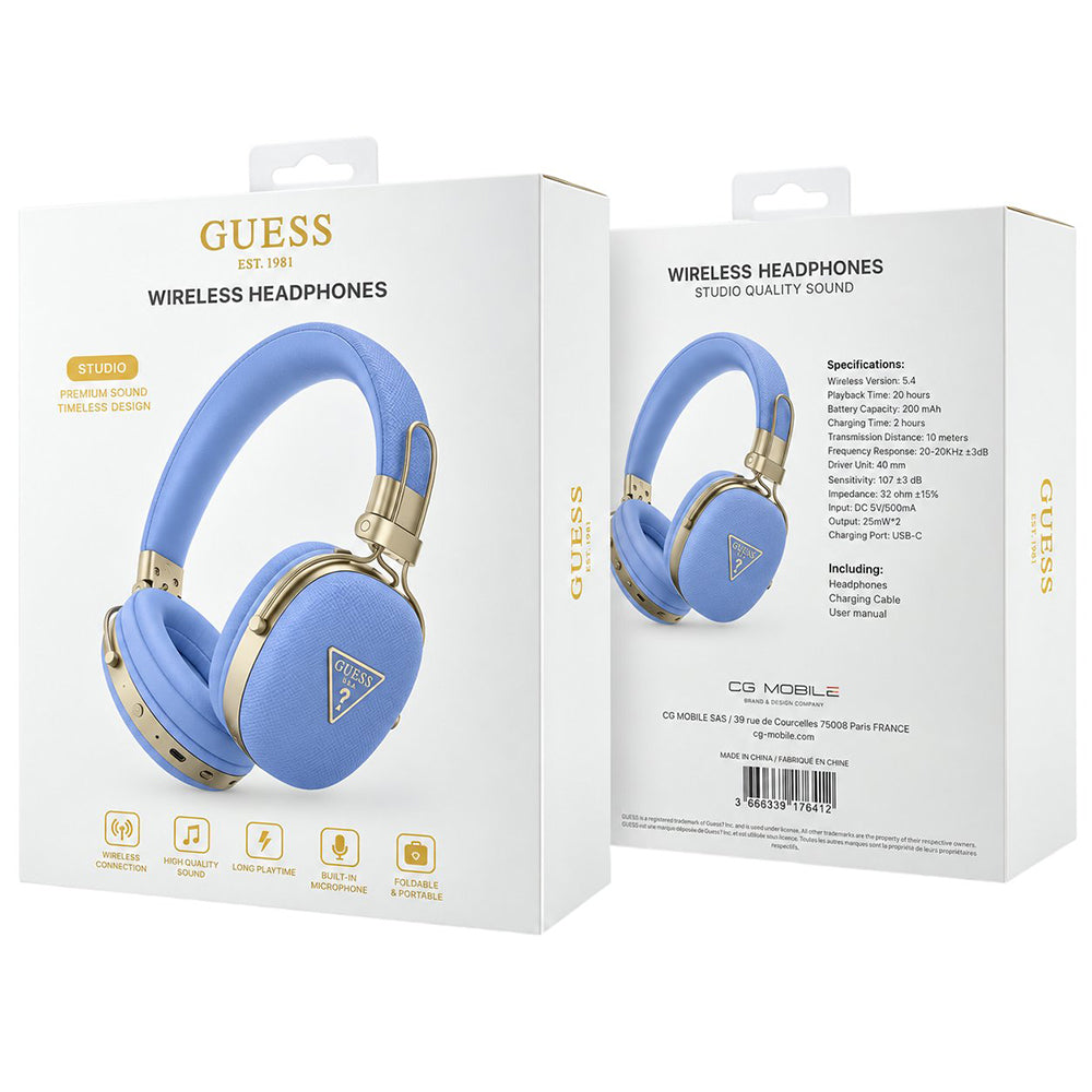Guess Grained Triangle Logo Bluetooth-Freisprecheinrichtung, A2DP, Blau