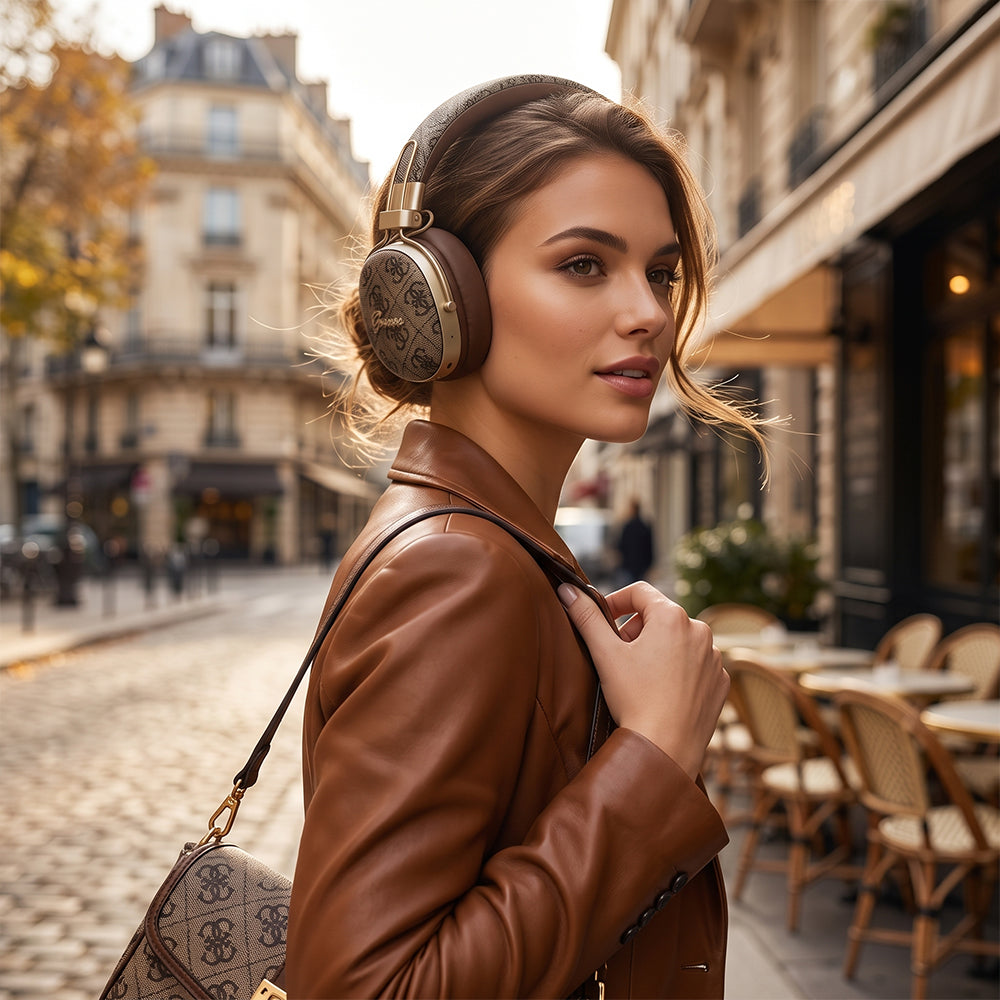 Casque Bluetooth Guess Metal 4G Script Logo, A2DP, Noir