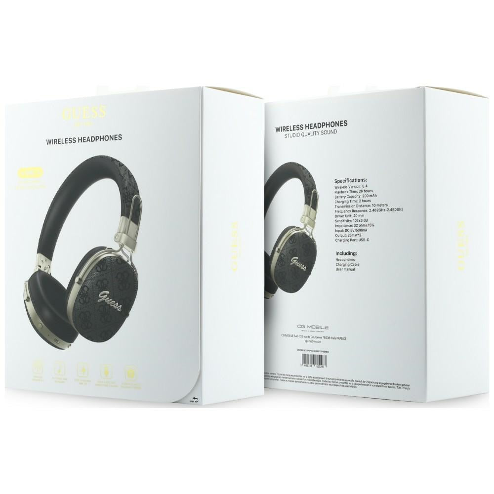 Casque Bluetooth Guess Metal 4G Script Logo, A2DP, Noir