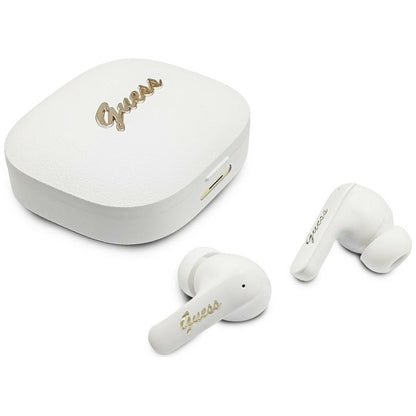 Handsfree Bluetooth Guess Script Metalen Logo, TWS, Wit