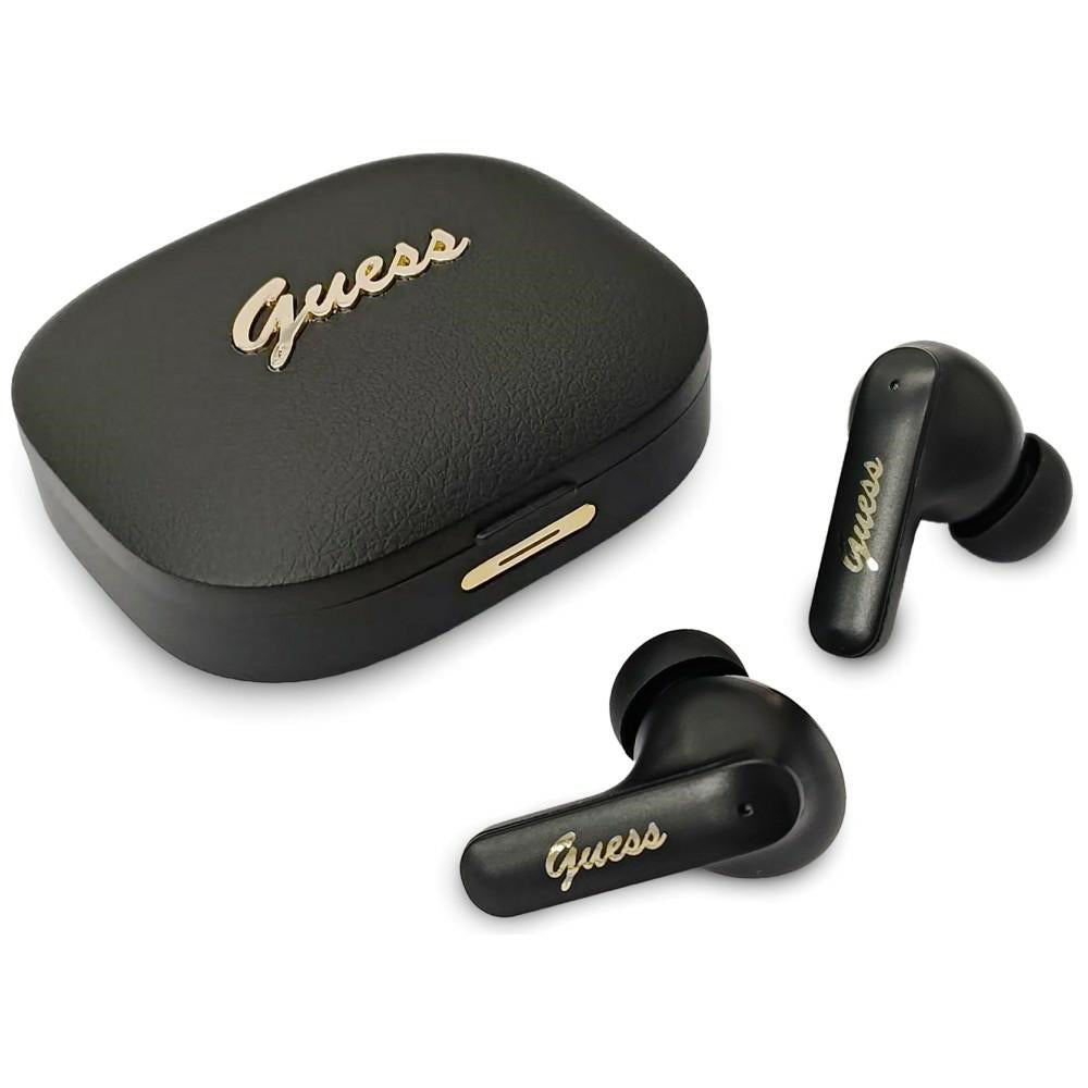 Écouteurs Bluetooth Guess Script Logo Métal, TWS, Noir