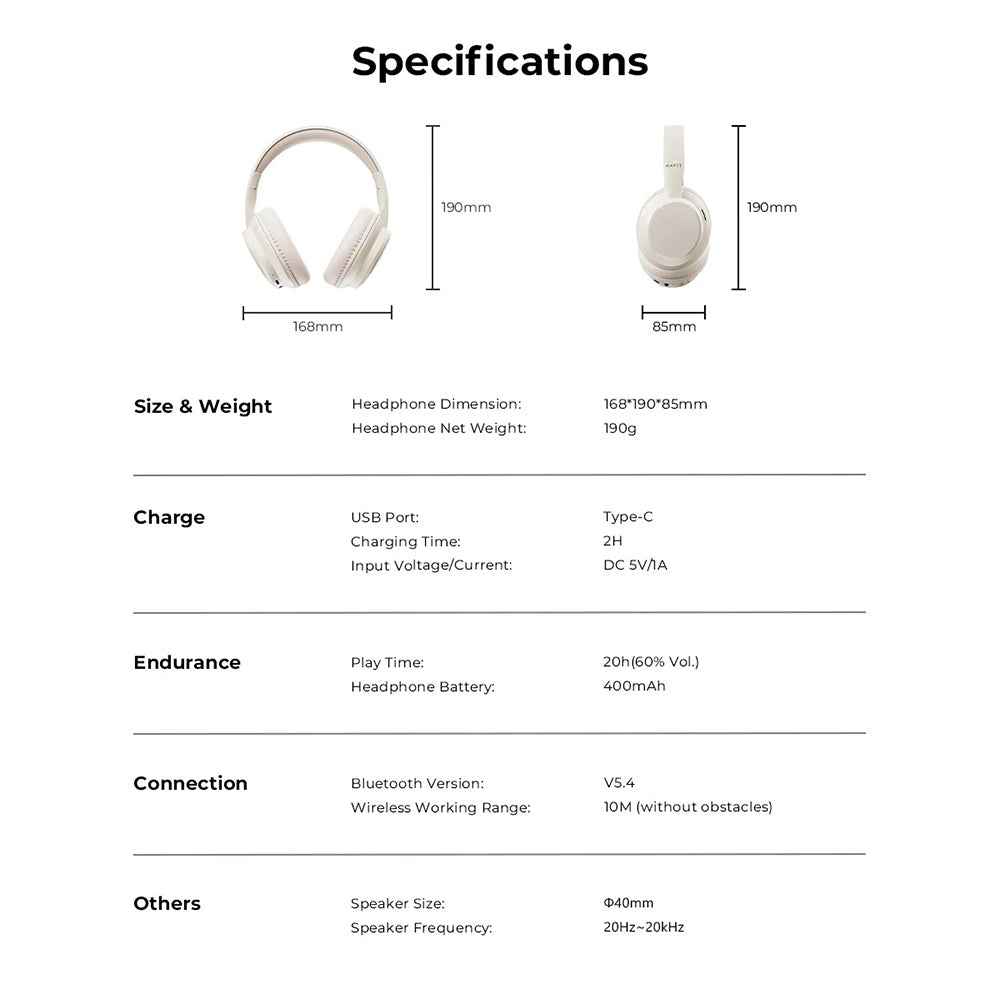 Handsfree Bluetooth HAVIT H619BT, A2DP, Wit