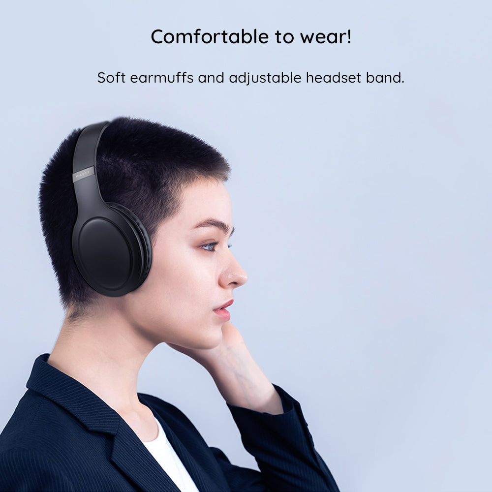 Handsfree Bluetooth HAVIT H633BT, Multipoint, A2DP, Schwarz