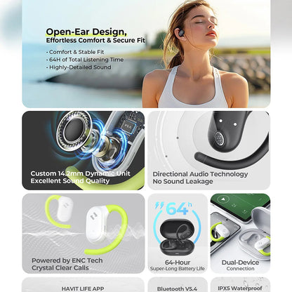 Kit mains libres Bluetooth HAVIT OWS915, TWS, Noir