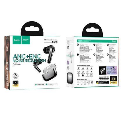 Handsfree Bluetooth HOCO EQ16, TWS, ANC, Schwarz