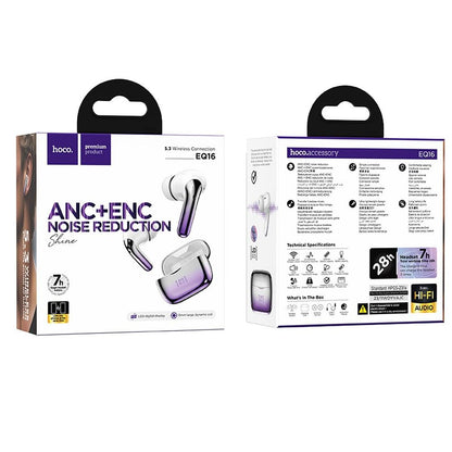 Handenvrije Bluetooth HOCO EQ16, TWS, ANC, Mov 