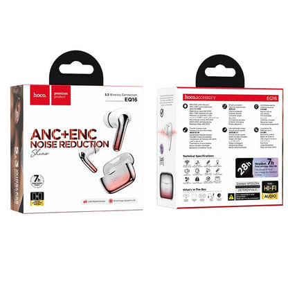 Bluetooth Handsfree HOCO EQ16, TWS, ANC, Rood 