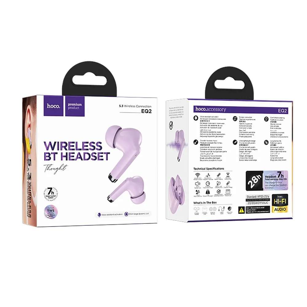 Bluetooth Handsfree HOCO EQ2, TWS, Mov 