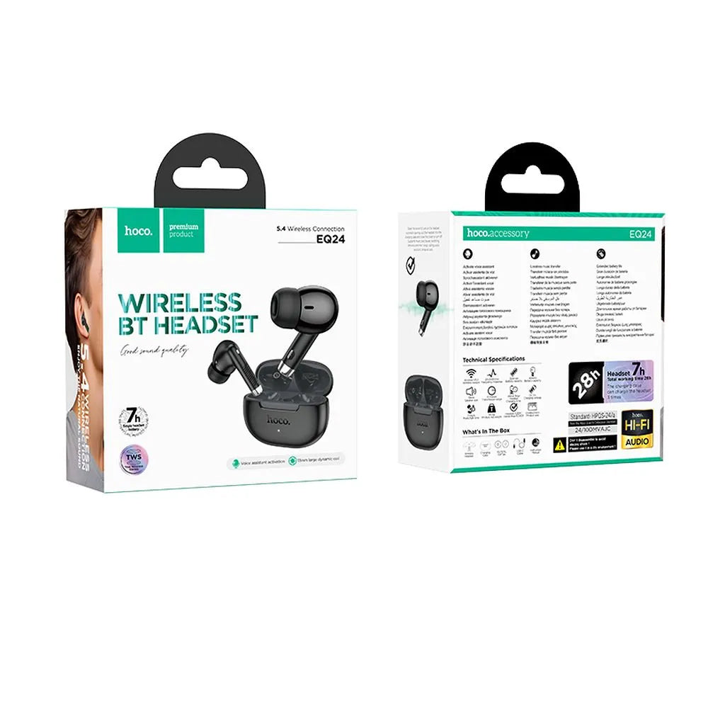 Handsfree Bluetooth HOCO EQ24, TWS, Zwart
