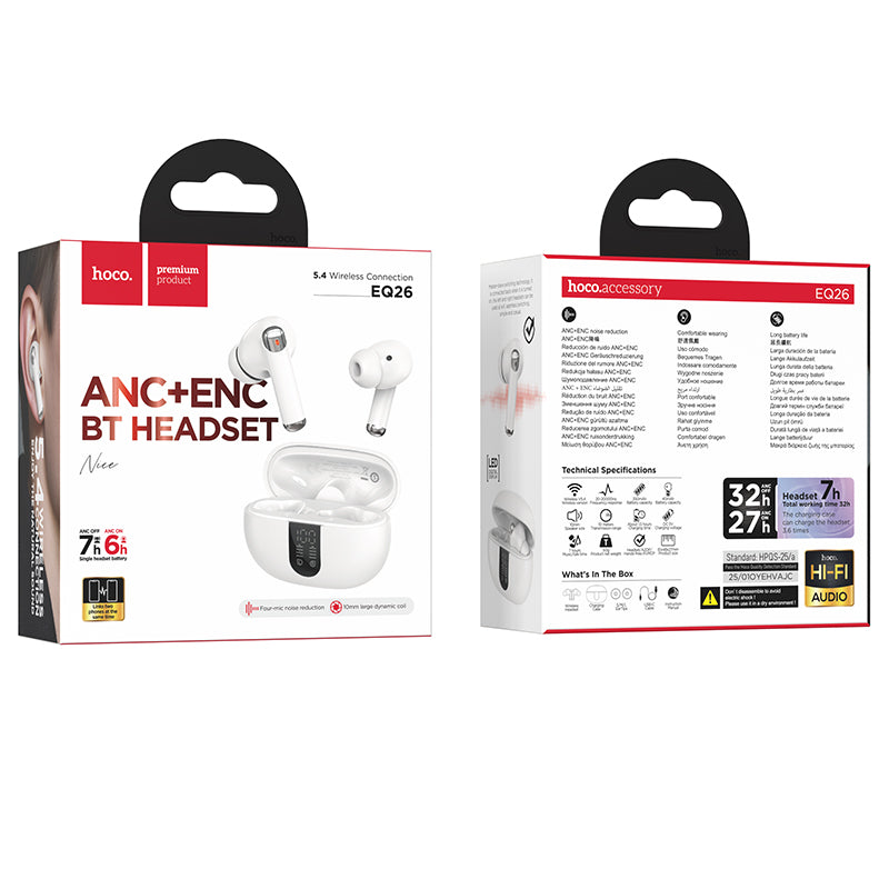 Handsfree Bluetooth HOCO EQ26, TWS, ANC, Wit