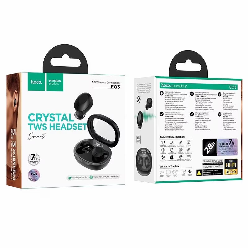 Handsfree Bluetooth HOCO EQ3, TWS, Zwart