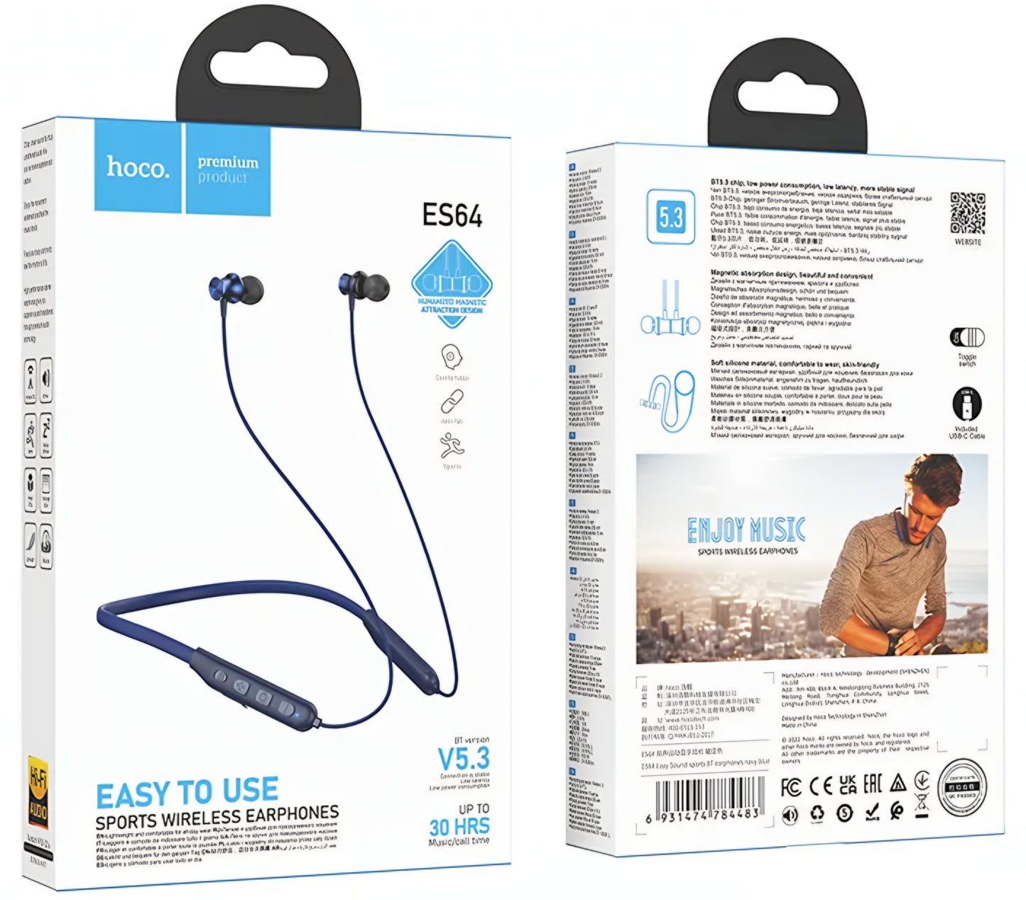 Handsfree Bluetooth HOCO ES64, A2DP, Blau
