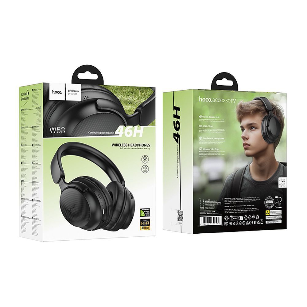 Handsfree Bluetooth HOCO W53, A2DP, Zwart