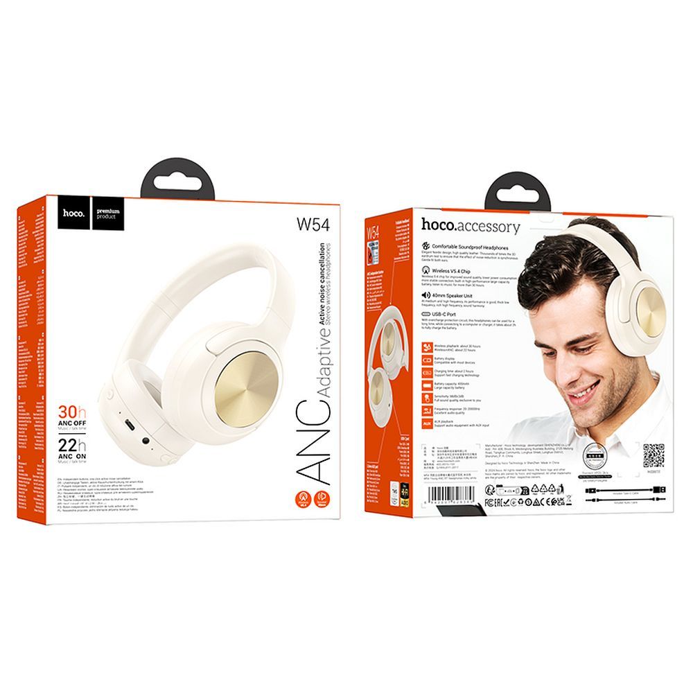 Handsfree Bluetooth HOCO W54, A2DP, ANC, Wit