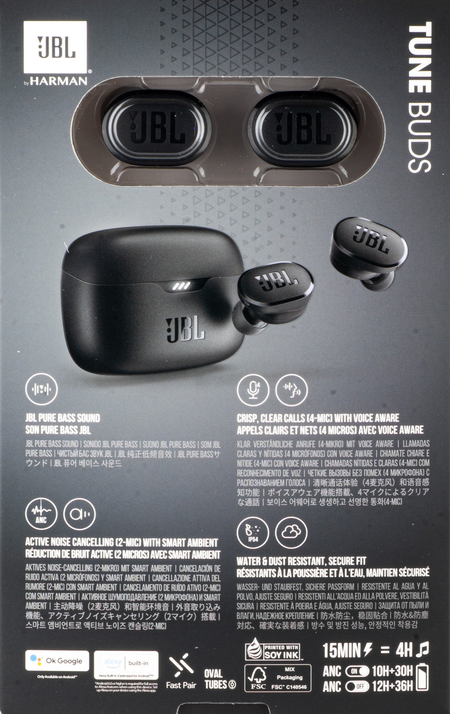 Handsfree Bluetooth JBL Tune Buds, TWS, ANC, Multipoint, Zwart JBLTBUDSBLK