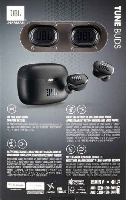 Handsfree Bluetooth JBL Tune Buds, TWS, ANC, Multipoint, Zwart JBLTBUDSBLK