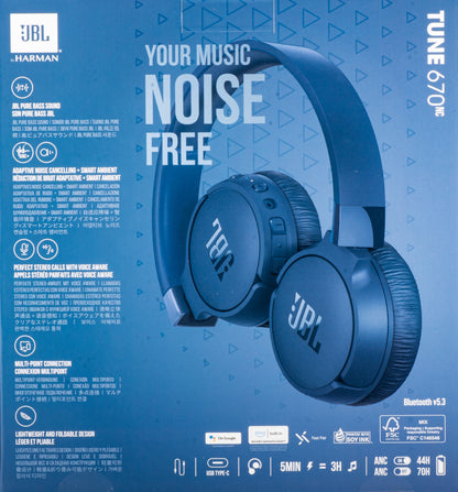 Handsfree Bluetooth JBL Tune 670NC, MultiPoint, A2DP, ANC, Blau JBLT670NCBLUAP